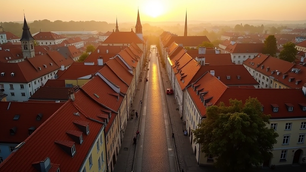Vilniaus senamiestis iš oro perspektyvos, nuostabus peizažas